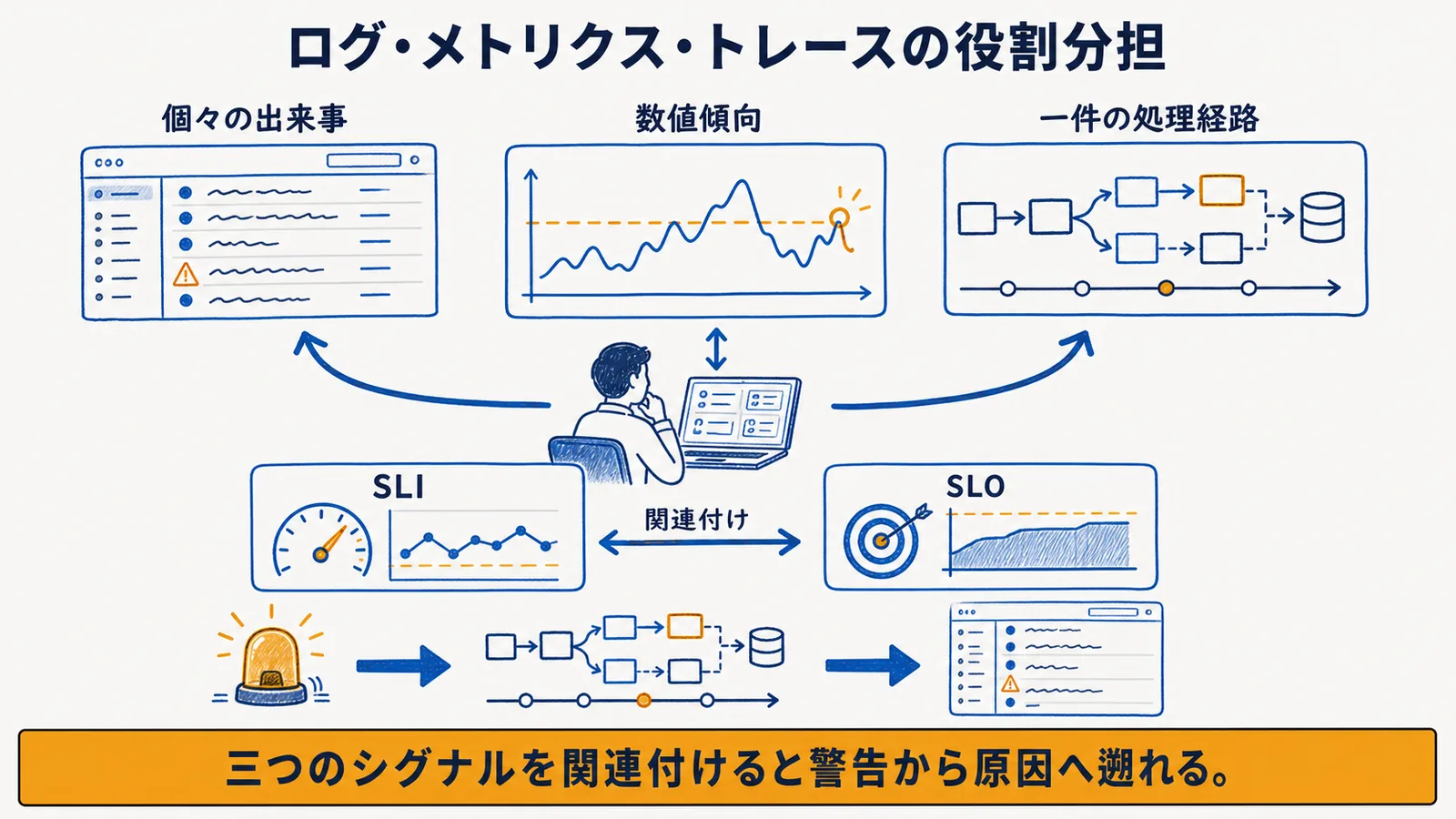 3種類の観測シグナルの役割分担