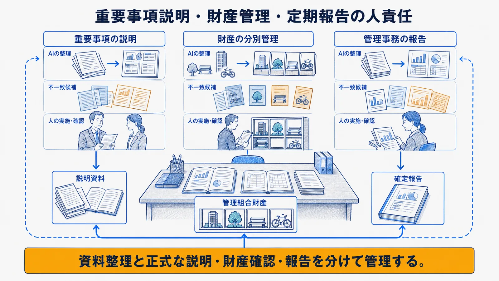 管理業務工程・AIの役割・人の確認責任の対照表