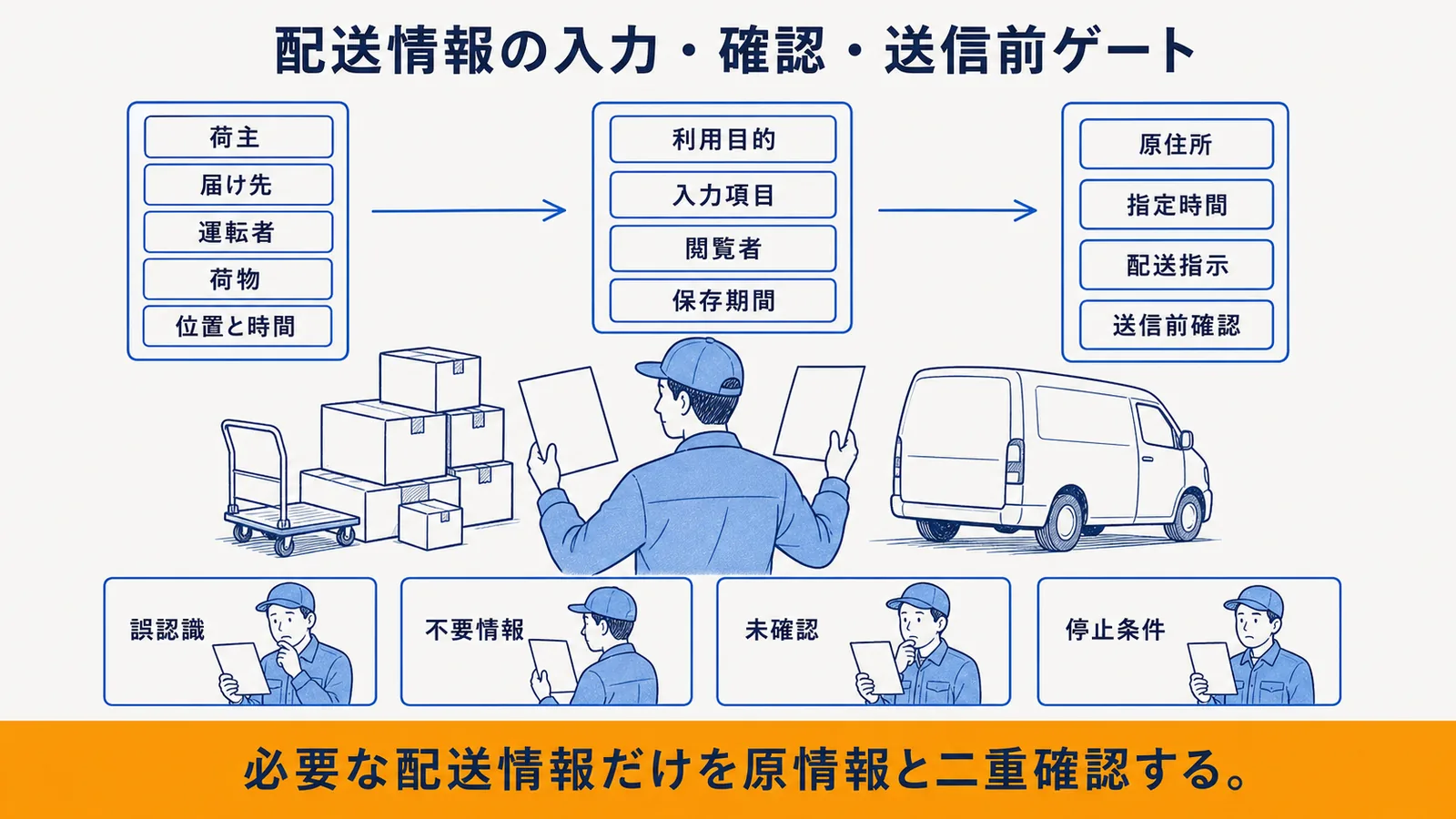 配送データを安全に扱う確認フロー