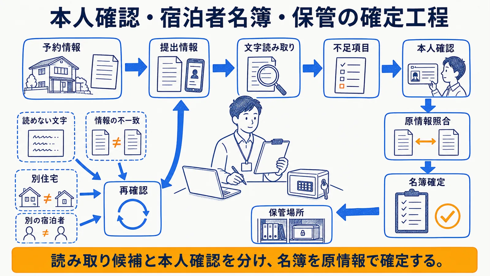 運営業務・AI支援・本人確認・名簿確定の対照表