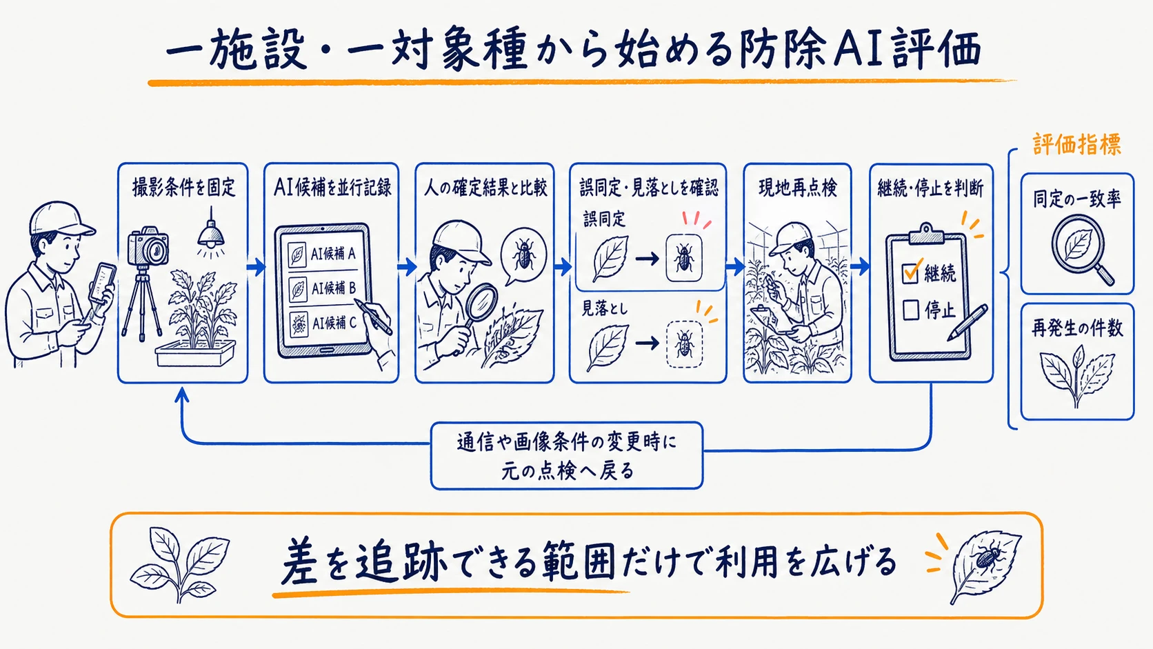 一施設の撮影標準化から防除AIの運用評価まで