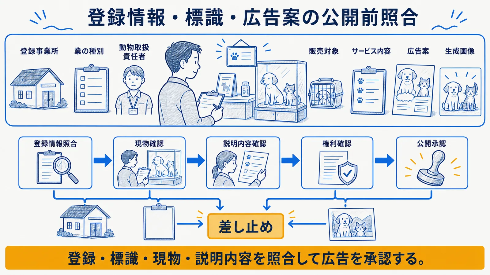 広告案・登録情報・表現確認・公開承認