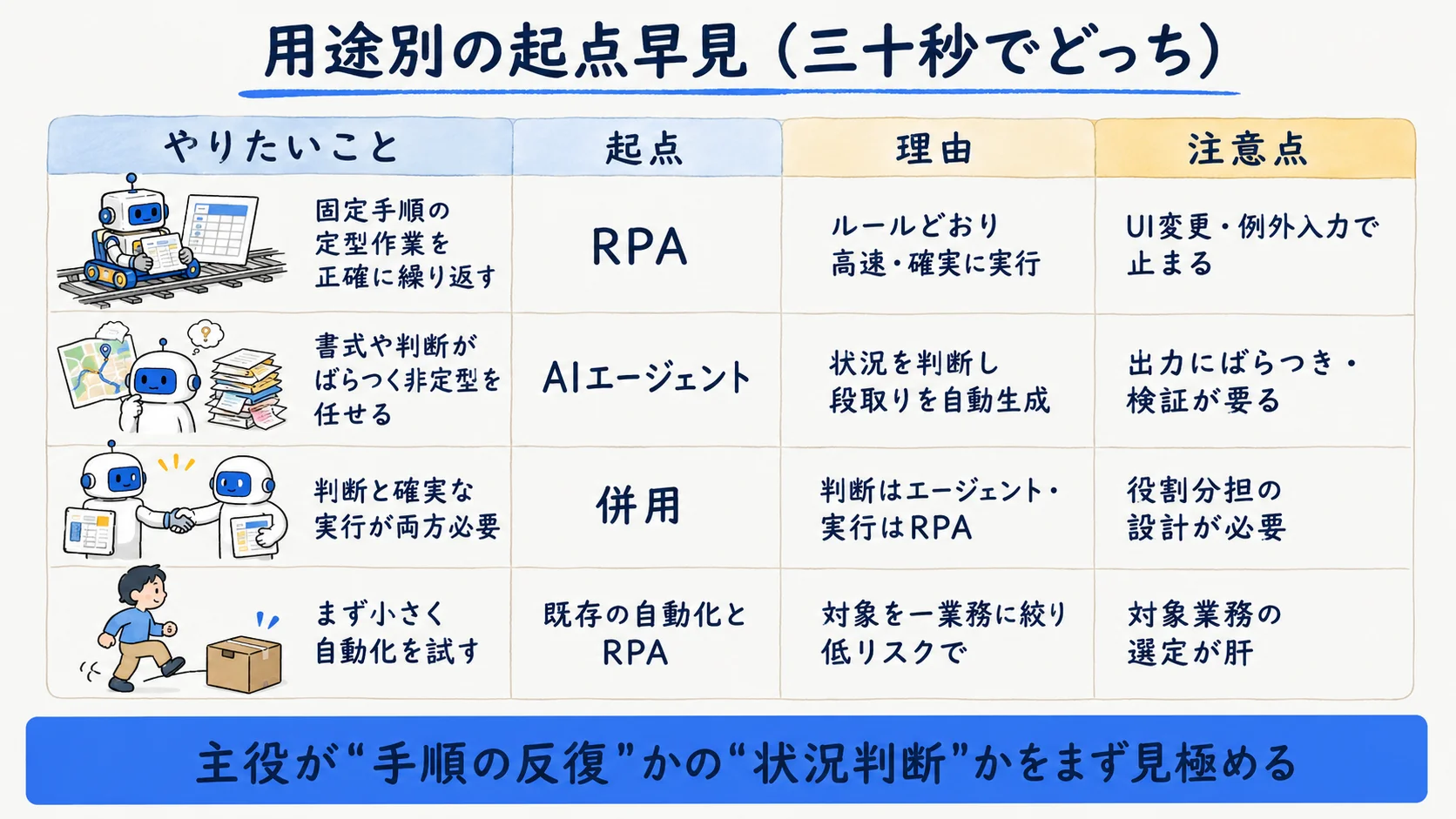 用途別の起点早見表：やりたいこと・起点・理由・注意点を整理